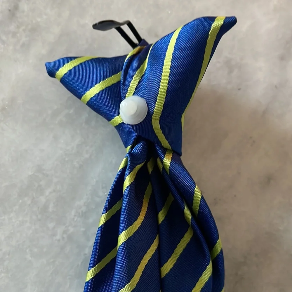 Navy & Neon Green Striped Baby Boys Clip On Tie